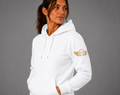 SWEAT SHIRT CAPUCHE FEMME K473  BLANC  BRODEE FLIGHT LEVEL