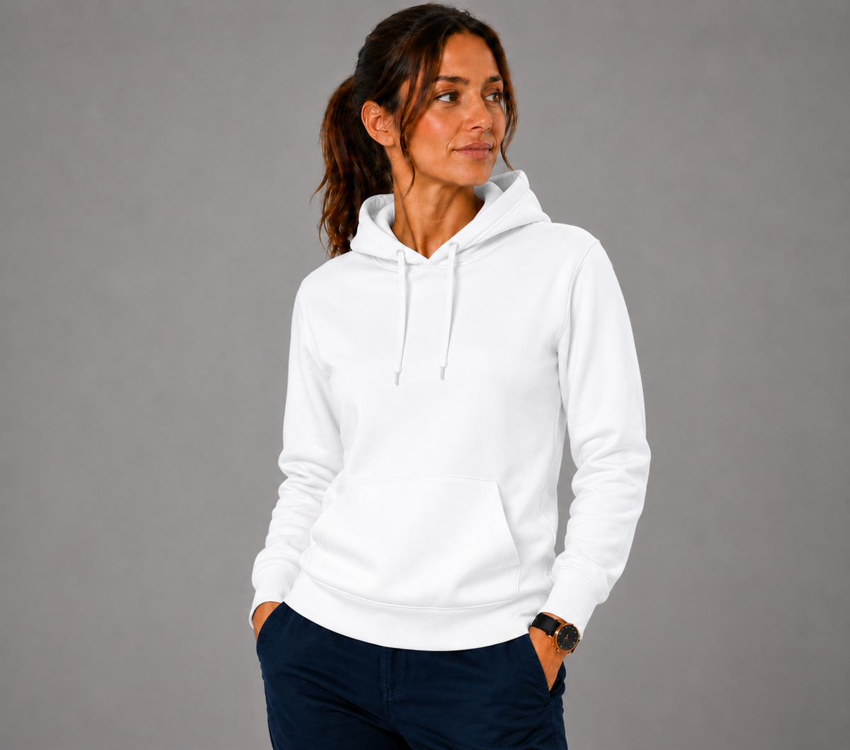 SWEAT SHIRT CAPUCHE FEMME K473 BLANC