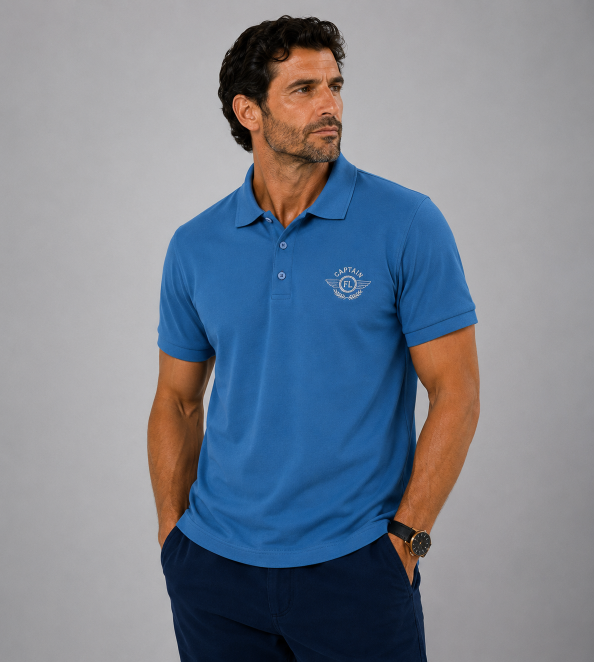 POLO HOMME MANCHE COURTE ROYAL   BRODE FLIGHT LEVEL