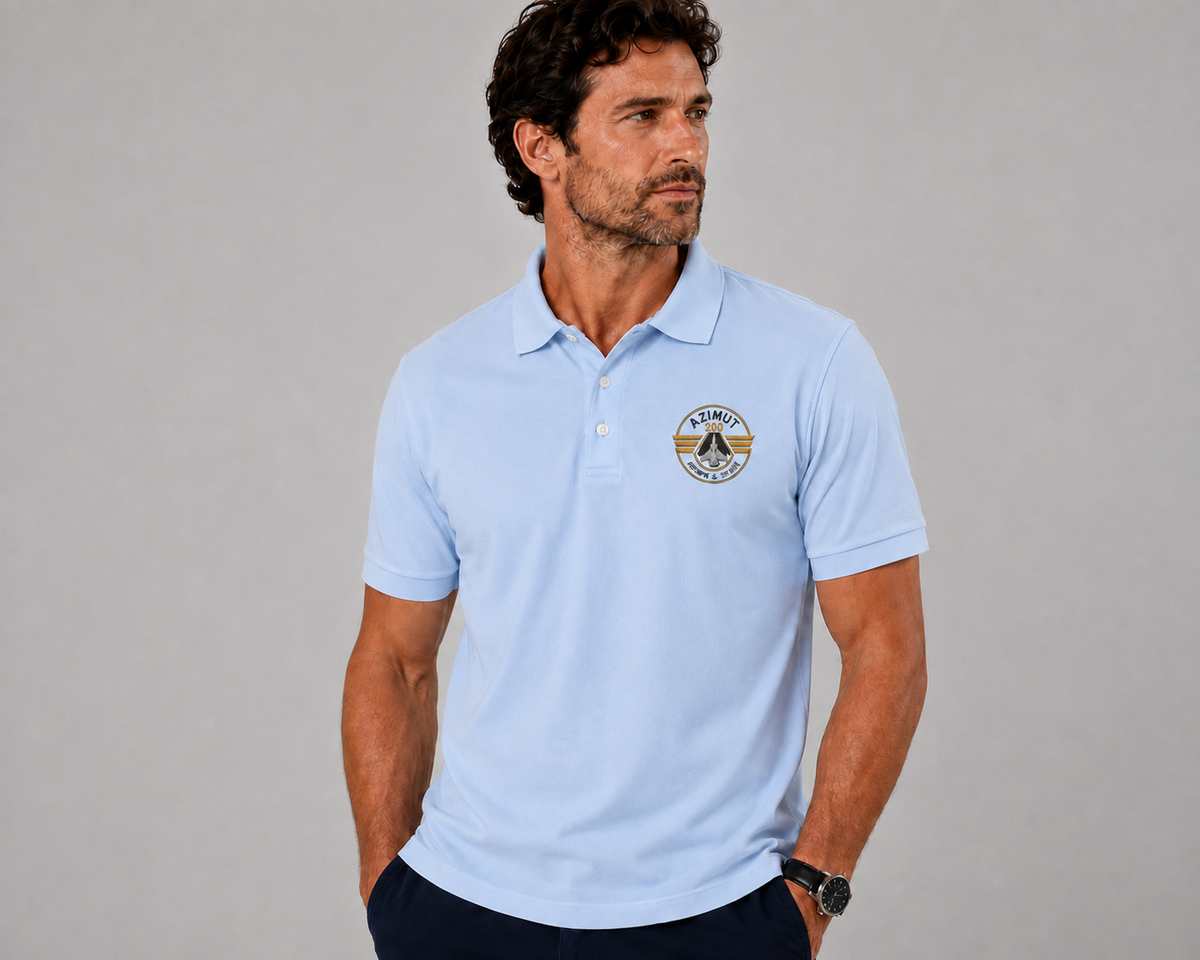 POLO HOMME MANCHE COURTE K241 BRODE AZIMUT COTE COEUR CIEL