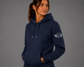 SWEAT SHIRT CAPUCHE FEMME K473  MARINE BRODEE FLIGHT LEVEL