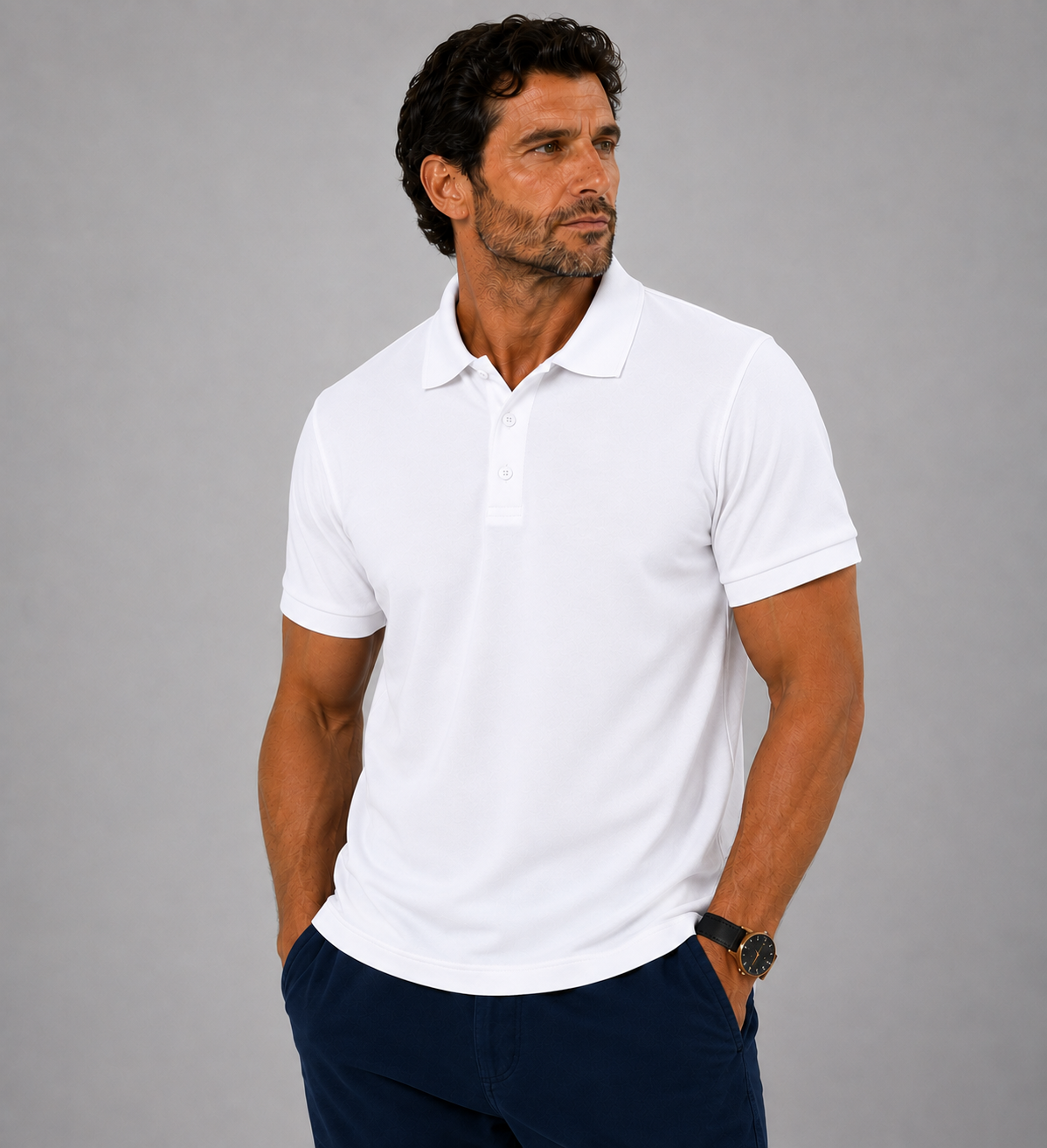 POLO HOMME MANCHE COURTE BLANC  K241