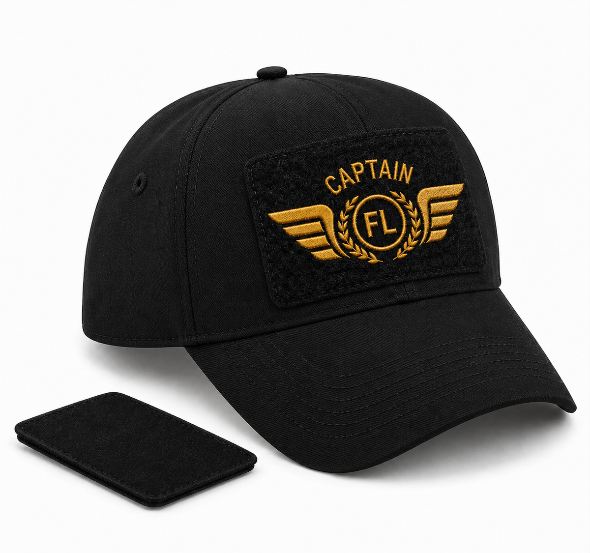 CASQUETTE B638 AVEC PATCH AMOVIBLE NOIRE BRODEE FLIGHT LEVEL