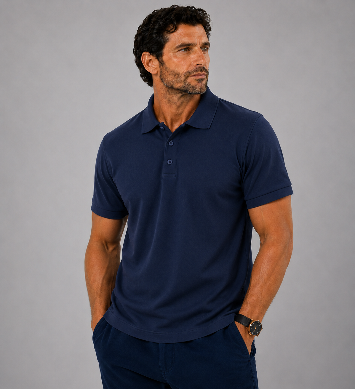 POLO HOMME MANCHE COURTE MARINE