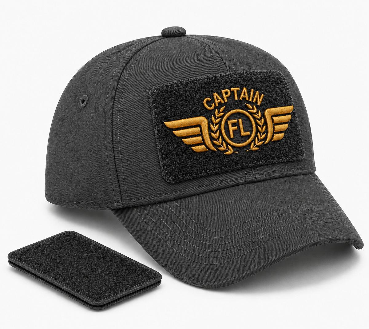 CASQUETTE B638 AVEC PATCH AMOVIBLE GRISE ANTHRACITE BRODEE  FLIGHT LEVEL
