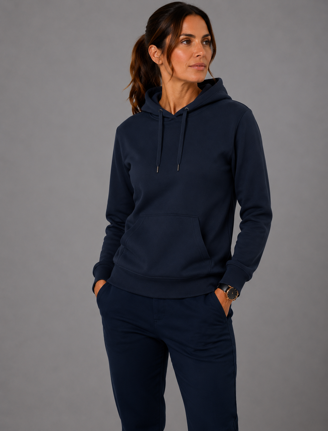 SWEAT SHIRT CAPUCHE FEMME K473  MARINE
