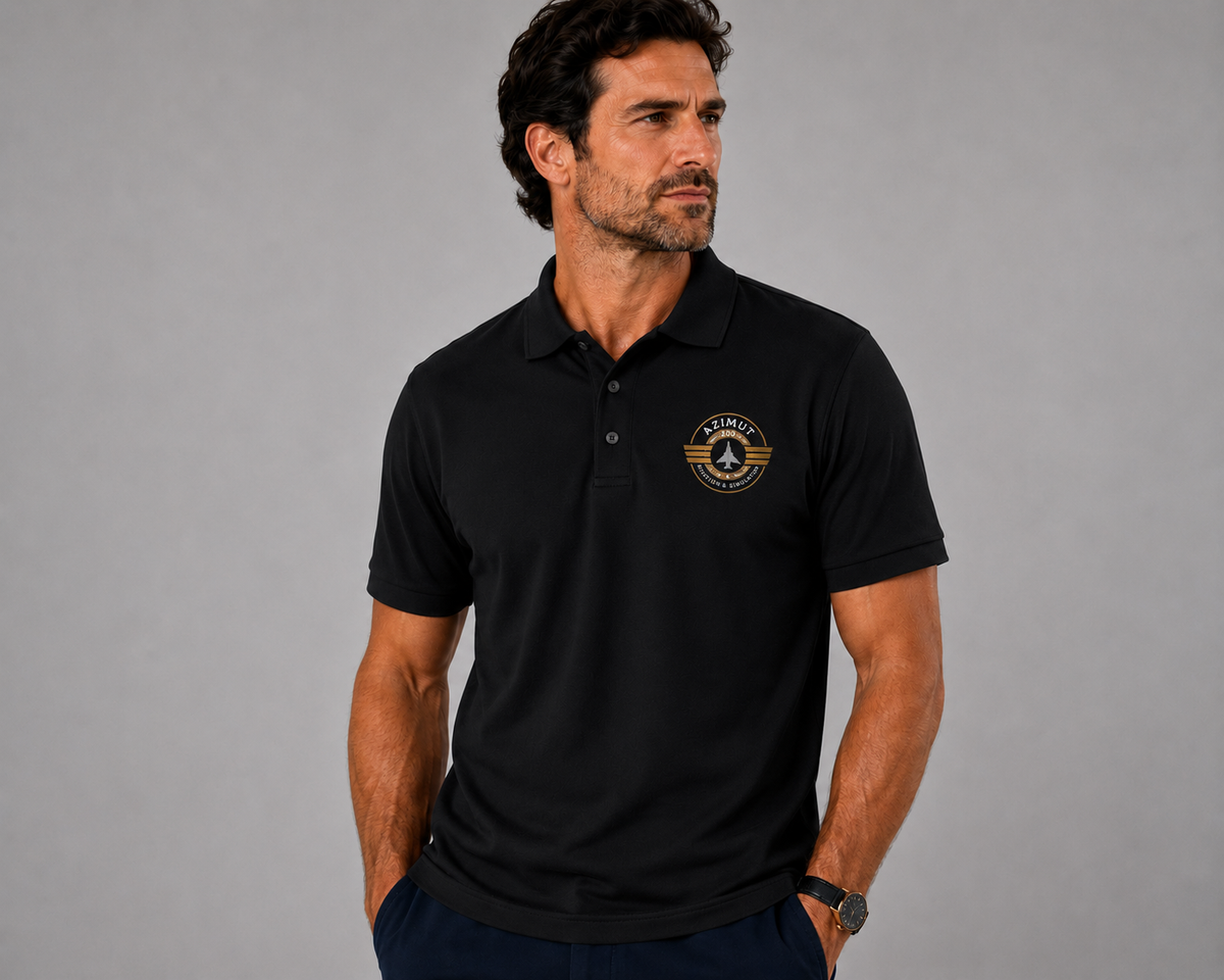 POLO HOMME MANCHE COURTE K241 BRODE AZIMUT COTE COEUR NOIR