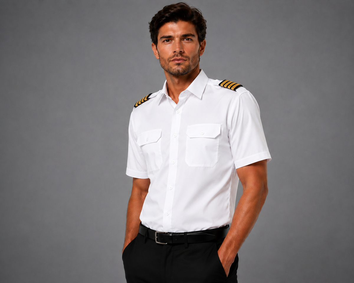 CHEMISE HOMME BLANCHE  MANCHE COURTE K503