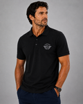POLO HOMME MANCHE COURTE NOIR BRODE FLIGHT LEVEL
