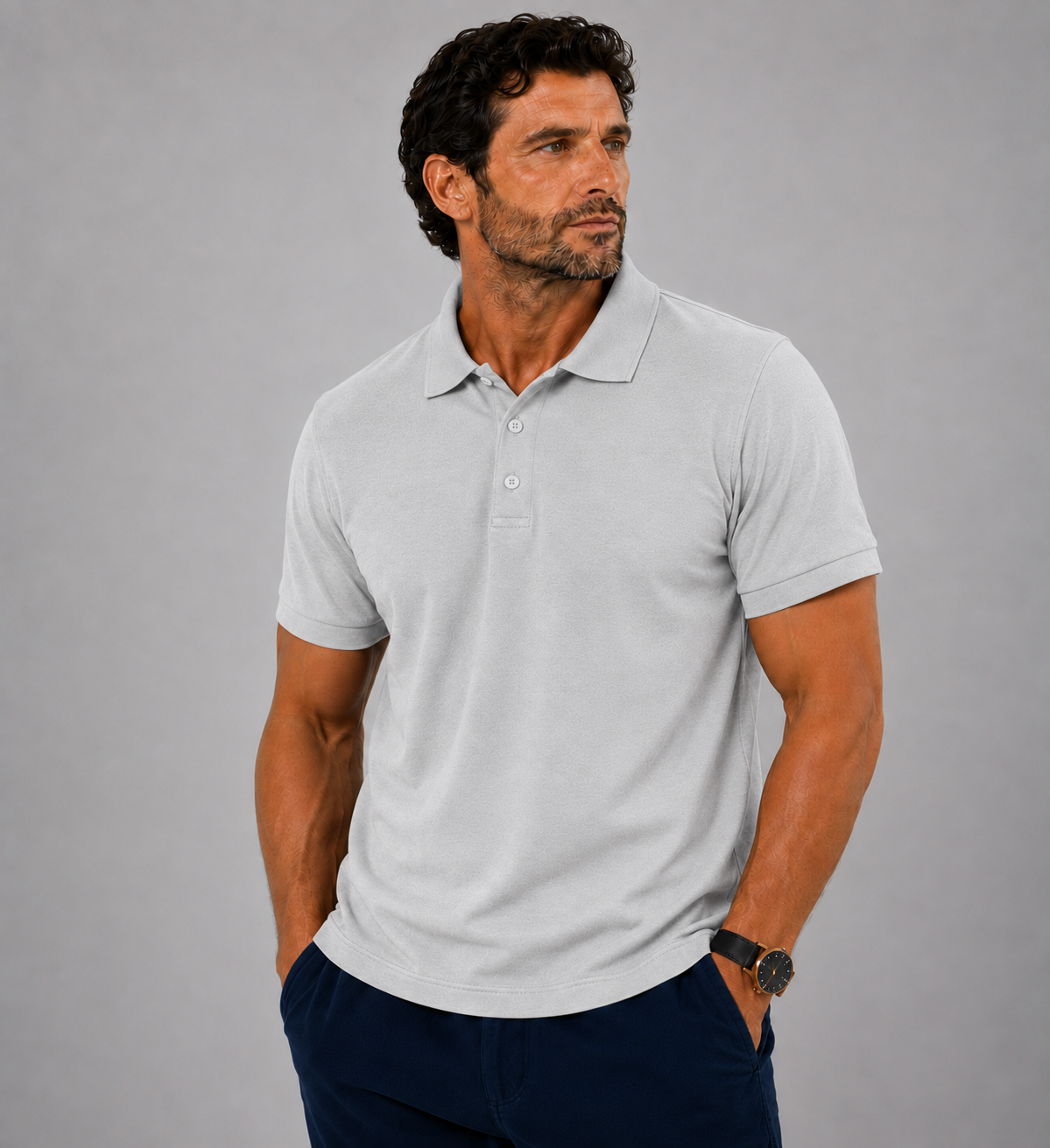 POLO HOMME MANCHE COURTE GRIS CHINE